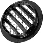 Repa Market 4" Inch Aluminum Black Soffit Air Vent Cover - Louvered Round Gable Vent with Mesh Screen - Exhaust/Intake Ventilation Grill for House, Bathroom - Indoor/Outdoor Metal Duct Grate