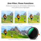 K&F CONCEPT 46mm Black Diffusion Mist Effect 1/4 & Variable ND2-32(1-5 Stops) & Circular Polarizing Filter CPL-in 1 Lens Filter with 18 Multi-Coatings for Camera Lenses (K-Series)