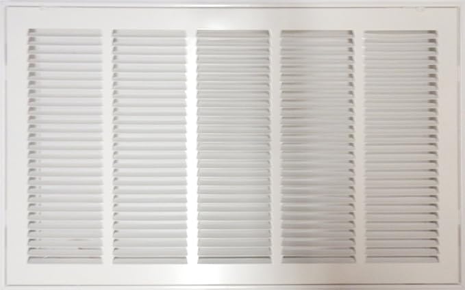 HVAC Premium 25'' X 20'' Steel Return Air Filter Grille for 1'' Filter - Easy Plastic Tabs for Removable Face/Door - HVAC Duct Cover - Flat Stamped Face - White [Outer Dimensions: 27 5/8"w X 22 5/8"h]