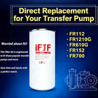 iFJF 1200KTF7018 Fuel Filter Spin-on Particulate Replacement for Transfer Pump FR112 FR1210G FR610G 18 GPM 3/4" with 1200KTG9075 Filter Head and 3/4” ST Elbow and 3/4 x 7” Nipple