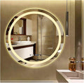 Round Bathroom Mirror with LED Lights and Demister，Round LED Bathroom Mirror with Light,Large Circle Mirror Backlit + Front Light，3 Colors Dimmable/Demister Pad(B,H60*W60cm/H23.6*W23.6IN)
