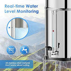 Purewell 3-Stage Gravity Fed Water Filter System, 2.25 Gallon Stainless Steel Countertop System with 2 Washable Ceramic Filters, Metal Water Level Spigot and Stand, Reduce up to 99% Chlorine, PW-OBT-K