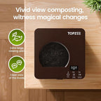 TOPZEE Kitchen Composter-3L Electric Composter for Kitchen Countertop, Compost Bin Outdoor/Indoor Odorless, Compost Machine,4H Fast Compsting, Light Brown