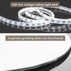 Irregular Bathroom Mirror with LED Light, Wall Mounted Mirror with Demister Pad, 3-Color Dimmable LED Light, for Wall, Living Room, Bedroom, Vanity, Entryway(50cm/19.7in)
