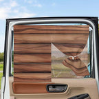 Western Barn Door Magnetic Double Layer Car Window Shades,Side Window Curtains for Blackout/Breathable Mesh View,Country Farmhouses Wooden Grain Brown Heat Protection Privacy Sun Shades 26x20in 1pcs
