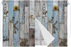 Blue Grey Wooden Magnetic Double Layer Car Window Shades,Side Window Curtains for Blackout/Breathable Mesh View,Farmhouse Barn Sunflowers Retro Privacy Sun Shades for Heat/UV Protection 26x20in 2pcs