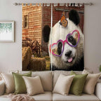 Farm Panda Living Room Curtains 96 Inch Length, Window Curtains Tab Top, Farmhouse Barn Funny Animals Butterfly Light Filtering Window Treatments Drapes 52"x96" 2 Panel