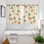 2 Panel Kitchen Cafe Curtains, Date Coconut Tree Sunlight Filtering Nature Air Through, Home Decor Window Covering Tier Curtains for Bedroom Living Room Desert Camels Botanical Tropical Beige