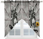 Funny Farm Animals Swag Valances for Windows, Vintage Barn Grey Sunflowers Rod Pocket Kitchen Curtains Valance, Kitchen Window Curtains Swag for Cafe Bathroom Living Room, 2 Panels, 36x45 inch