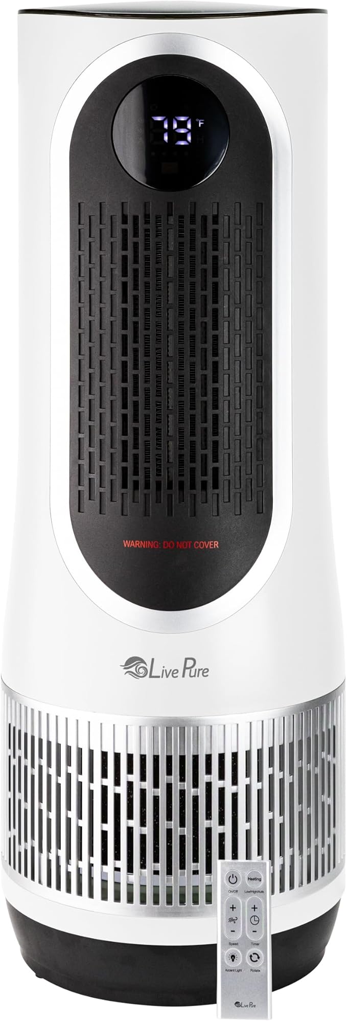 LivePure 3-in-1 LP500 Clean Heat Air Purifier & Electric Heater – Oscillating Portable Heater with 2 Heat Modes and Air Filtration – Heater for Indoor Use in Bedrooms, Home Office & Apartments, White