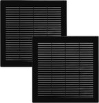 Vent Systems 10" x 10" - Pack of 2 - Black Plastic Soffit Vent Cover - Durable Flat Square Air Vent Grille with Mesh Screen - Weather Resistant Ventilation Grill - Wall & Ceiling, Indoor & Outdoor
