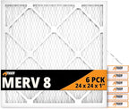 Tiger Tough 24x24x1 Air Filter MERV 8 MPR 600-800, High-Performance Pleated HVAC AC Furnace Filter Replacement for Home, 6-Pack