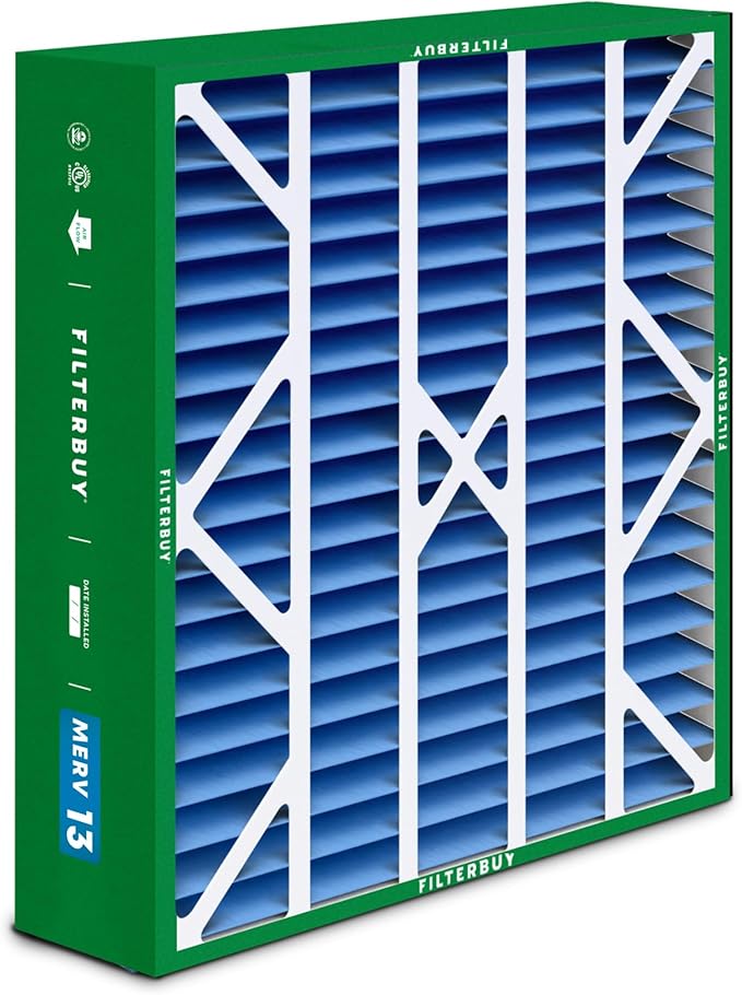 Filterbuy 20x25x6 Air Filter MERV 13 Optimal Smoke & Allergy Defense (3-Pack), Pleated HVAC AC Furnace Filters for AprilAire Space-Gard 201, 2200, 2250, & Lennox (Actual Size: 19.75 x 24.25 x 6.00)