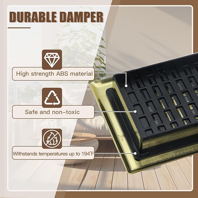 Air Floor Vent Adjustable Register 4x12 Inch Floor Register Vents for Home Floor Register Vents Brushed Gold Color