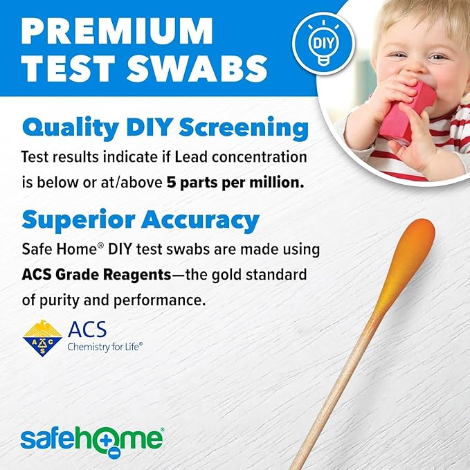 Safe Home® Lead in Solids Combo Test Kit – 10 DIY Swabs + Optional Testing at our EPA Certified Lab – Made in the USA for Homeowners & Contractors – (1 Pack)