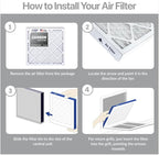 Filter King 20x34x1 Air Filter | 4-PACK | Carbon MERV 8 HVAC Pleated A/C Furnace Filters | MADE IN USA | Actual Size: 19.5 x 33.5 x .75"