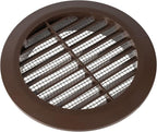Brown 4" Inch Round Ventilation Grille with Insect mesh. (Duct 4Ø / Grille 5Ø) Ventilation Applications. Indoor and Outdoor Vent Cover. Available 3 Sizes / 4 Colors.
