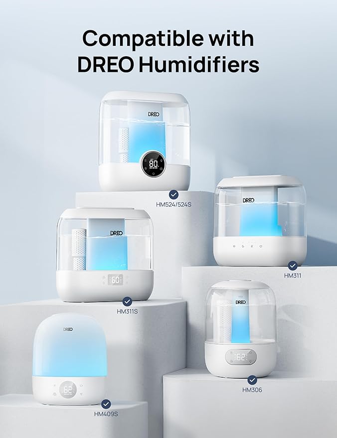 DREO Demineralization Cartridge 3-Pack for Humidifiers, Compatible with Dreo Humidifiers HM311/311S/524/524S, Prevent Mineral Build-up, Filter Hard Water, Eliminate White Dust