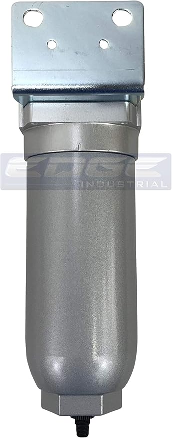 HEAVY DUTY INDUSTRIAL RATED HIGH FLOW PARTICULATE FILTER, IN-LINE WATER TRAP FOR COMPRESSED AIR LINE SYSTEMS, 5 MICRON WITH METAL BOWL AND AUTO DRAIN (1" NPT, 11oz)