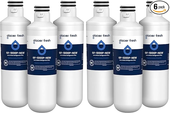 GLACIER FRESH Water Filter LT1000PC Replacement for Refrigerator, Compatible with MDJ64844601, ADQ747935 ADQ74793504 Water Filter (6 Pack)