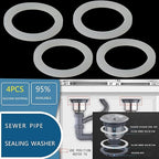 4PCS 110mm (4.33") Silicone Sealing Gaskets - Leak-Proof Washers for Kitchen Sink Drain, Waste Pipe & Inclined Sliding Joints