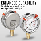0 to 160 Psi Lead-Free Pressure Gauge, Glycerin Liquid Filled, 2.5 inch Dial, 1/4" NPT Lower Mount, Stainless Steel Case, for Regulator, Potable Water Pump, RV Hose, Well, Air, Pressure Test