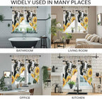 Yellow Sunflowers Swag Valances for Windows, Farmhouse Cow Barn Doors Floral Butterfly Rod Pocket Kitchen Curtains Valance, Kitchen Window Curtains Swag for Cafe Living Room, 2 Panels, 36x63 inch