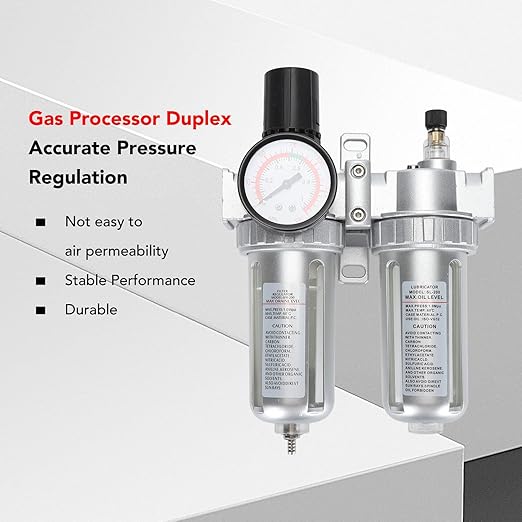 1/4 Inch Aluminum Alloy Air Filter Pressure Regulator, Compressed Air Line Filter, Oil Water Separator with Dial for Easy Pressure Adjustment, Efficient Filtration System for Pneum