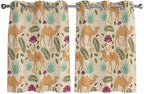 2 Panel Kitchen Cafe Curtains, Desert Camels Sunlight Filtering Nature Air Through, Home Decor Window Covering Tier Curtains for Living Room 104W x 52L inch Vintage Sand Animals Aloe Vera Leaves Beige