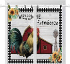Farmhouse Rooster Living Room Curtains 84 Inch Length, Window Curtains Tab Top, Rustic Red Barn Windmill Sunflowers Light Filtering Window Treatments Drapes 42"x84" 2 Panel
