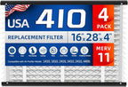 4 Pack, 410 Replacement Air Filter, Nominal Size: 16x25x4, Actual Size: 16.04"x27.91"x3.91" HVAC Furnace Filter, Compatible with AprilAire Models 1410, 1610, 2410, 2416, 3410, 4400, MERV 11