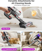 Cordless Stick Vacuum Cleaner for Home: Power Suction Vacuum Tangle-Free Lightweight Design & 2600mAh Detachable Battery Up to 50mins Runtime for Pet Hair Carpet Hardwood Floor