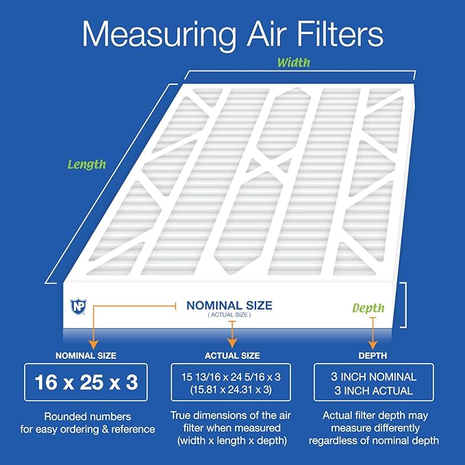 Nordic Pure 16x25x3 (15 13/16 x 24 5/16 x 3) MERV 12 Trion Air Bear Cub Replacement 255112-101 Air Filters 1 Pack