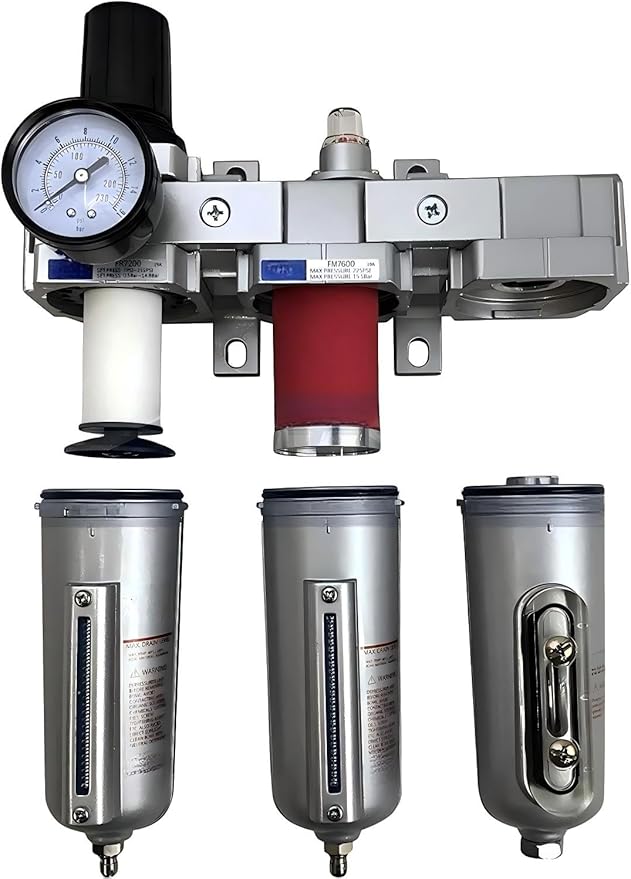 1/2" NPT Heavy Duty Compressed Air Filter Regulator Coalescing Dsiccant Dryer System - 225 PSI Max Input - Adjusts 7 TO 215 PSI - With Wall Mounting Bracket And Manual Drain