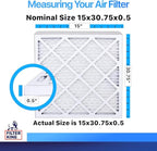 Filter King 15x30.75x0.5 Air Filter | 4-PACK | MERV 8 HVAC Pleated A/C Furnace Filters | MADE IN USA | Actual Size: 15 x 30.75 x 0.5"