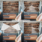 Western Barn Door Magnetic Double Layer Car Window Shades,Side Window Curtains for Blackout/Breathable Mesh View,Vintage Farmhouses Wooden Door Brown Heat Protection Privacy Sun Shades 26x20in 1pcs