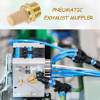 MECCANIXITY 3PCS Pneumatic Exhaust Muffler, g 1/4" Thread Male Sintered Bronze Muffler Brass Air Line Fittings for Pneumatic Tools and Industrial Machinery
