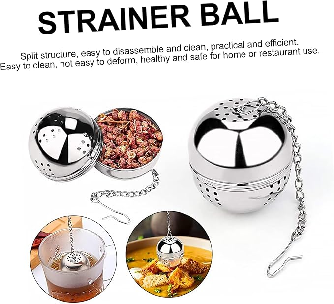 STOBAZA 5pcs Stainless Steel Tea Strainer Seasoning Ball Box Hanging Chain Easy Extraction Filter for Tea Soup Chinese Medicine