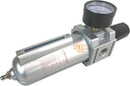 1/2" NPT HEAVY DUTY Compressed Air In Line Filter Regulator Combo Piggyback, Metal Bowl, 5 Micron Element, Adjustable From 7 to 215 PSI (MANUAL DRAIN)
