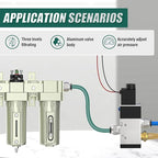 Industrial Grade 3-Stage Air Drying System, 1/2" NPT with Auto Drain, Desiccant Dryer, Air Regulator, Particulate Filter and Coalescing Filter for Paint Spray, Plasma Cutter