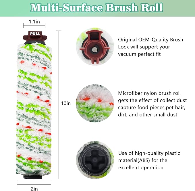 Crosswave Brush Roll Replacement and 1866 Replacement Filters for Bissel CrossWave 2306A CrossWave 1785 Series Vacuum (3 Pack 2460 Multi-Surface Brush Rolls & 3 Pack 1866 Vacuum Filters)