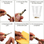 Cigarette Filters Brown Cow Horn Pattern Reusable Clean Tar Tobacco Filter with Multi-Filtering for Standard Size Cigarettes Ø8mm,Slim Cigarettes Ø5mm