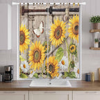 Farmhouse Sunflowers Living Room Curtains 84 Inch Length, Window Curtains Tab Top, Rustic Barn Doors Flowers Butterfly Wooden Light Filtering Window Treatments Drapes 52"x84" 2 Panel