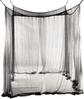 Canopy Bed Curtains Black/White/Beige Elegant Lace Canopy Curtain for Double King Size Bed(Black)