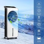 COSTWAY Portable Evaporative Air Cooler, 3-in-1 Swamp Cooler w/Remote Control, 360° Rotating Fan Blade, 3 Modes, 12H Timer, 2 Ice Packs, Air Cooling Fan with Fan & Humidifier for Room Home Office