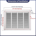 20"W x 14"H [Duct Opening Size] Steel Return Air Filter Grille - Removable Face/Door for 1 inch Filters -HVAC Vent Cover Grill - White [Outer Dimensions: 22 5/8"W X 16 5/8"H]