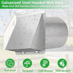 8 Inch Wall Vent,Hooded Wall Vent with Screen and Damper,Outdoor Wall Exhaust Vent Cover Exterior Wall Mount Cap for Kitchen Range Hood HVAC Duct Dryer Air Ventilation,Stainless Steel