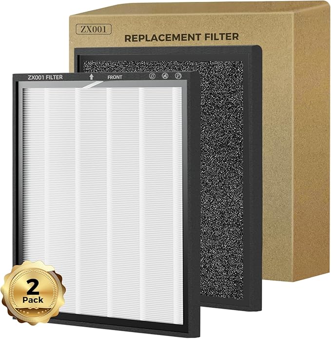 Replacement HEPA Filters Compatible with AnEgoe ZX001 Air Purifier,3 Stage H13 True HEPA Filter for Air Purifiers for Home Large Room up to 2500Ft²,Air Cleaner Filter,2 Pack