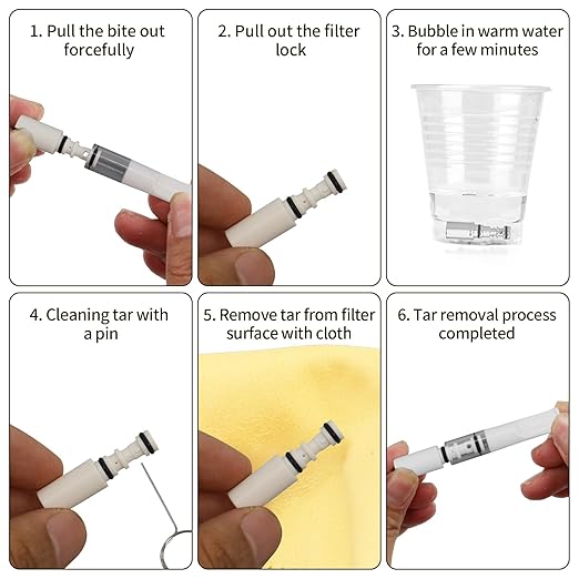 Cigarette Filters Pure White Set 10pcs Cigarette Holder Reusable Clean Tar Tobacco Filter with Multi-Filtering for Standard Size Cigarettes Ø8mm,Slim Cigarettes Ø6mm and Ø5mm