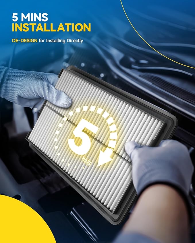 PHILTOP Engine Air Filter CA12065 Replacement for Hyundai & Kia Models - Tucson 2016-2021, Sportage 2017-2022, 1.6L 2.0L 2.4L, Rigid Panel
